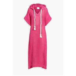 NWT Lisa Marie Fernandez Linen-blend Gauze Hooded Kaftan